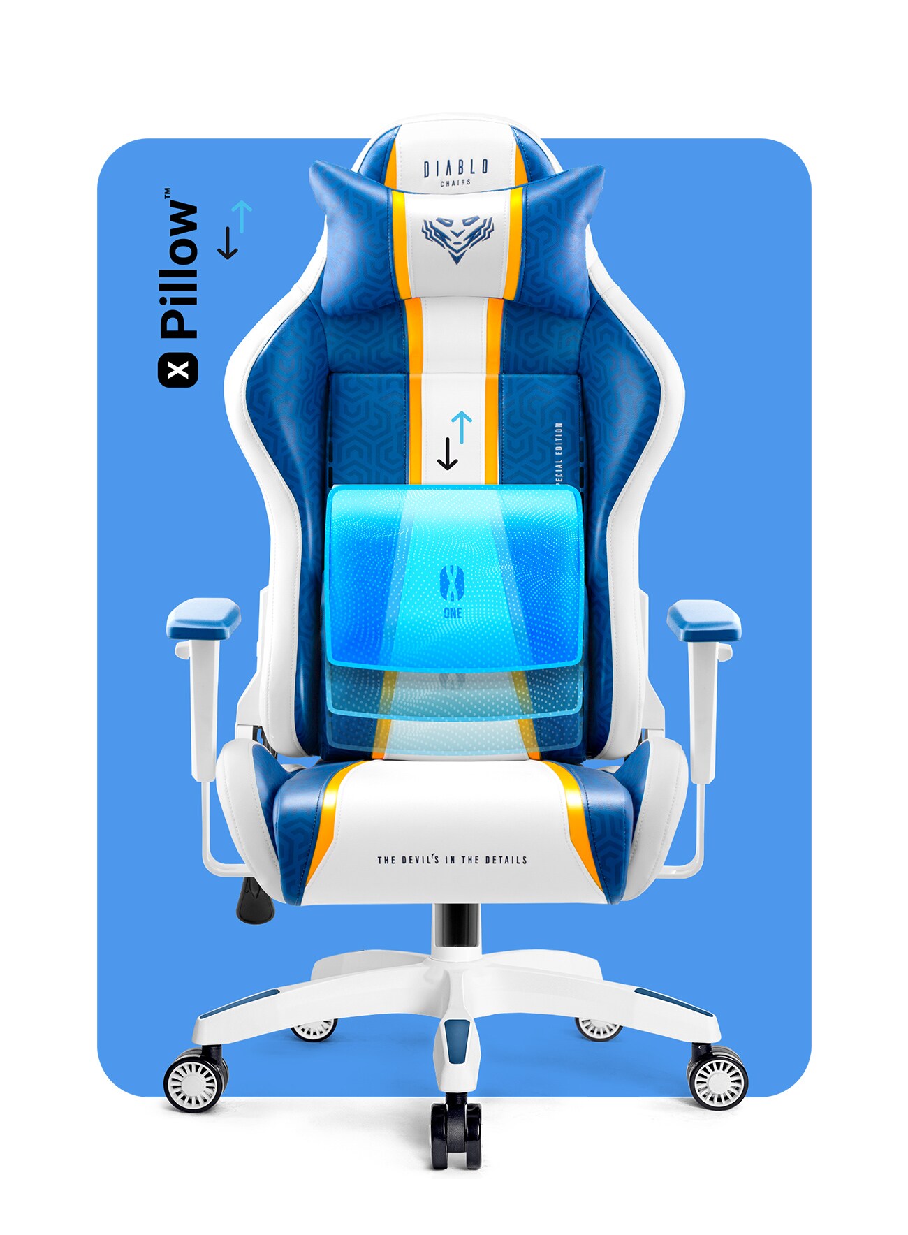 Buy Fotel DIABLO CHAIRS XONE 2.0 Normal Size Aqua Blue Gaming Chair