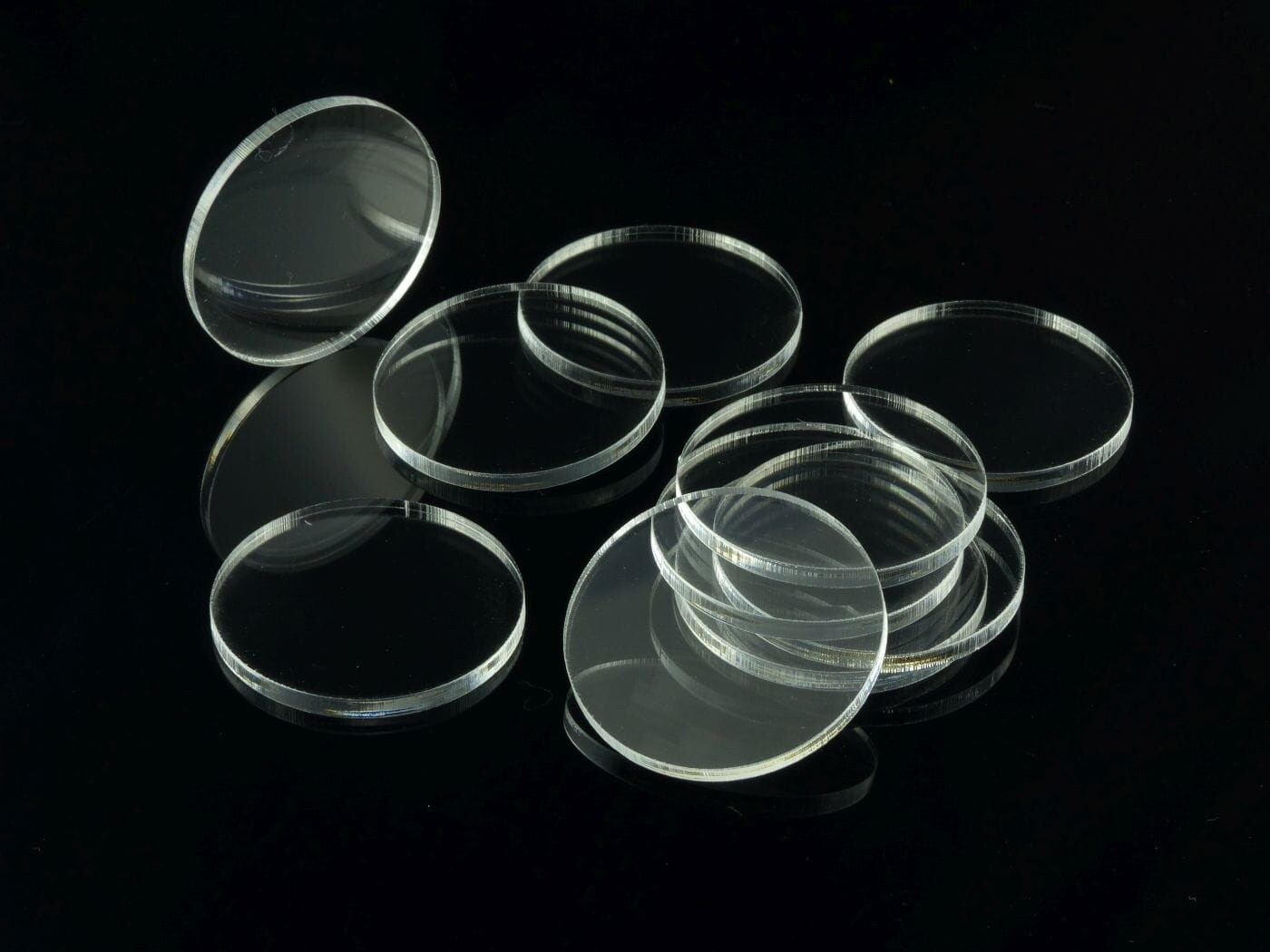 Acrylic miniature bases (10 pcs), round, clear, 40 x 2 mm - 1