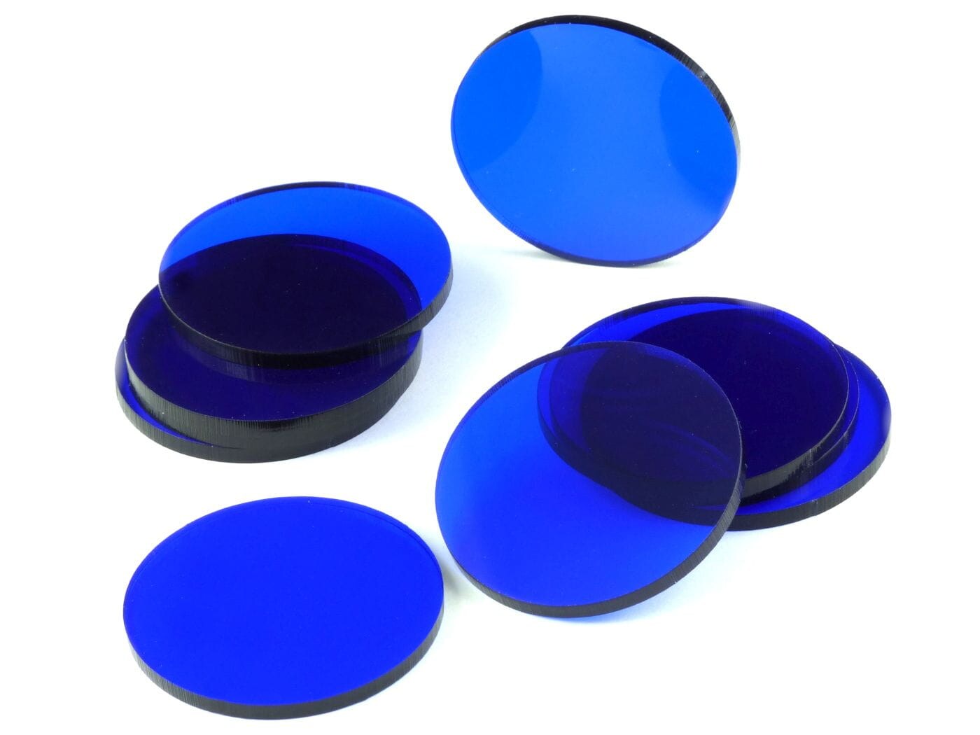 Acrylic miniature bases (10 pcs), round, clear, blue 40 x 3 mm - 1