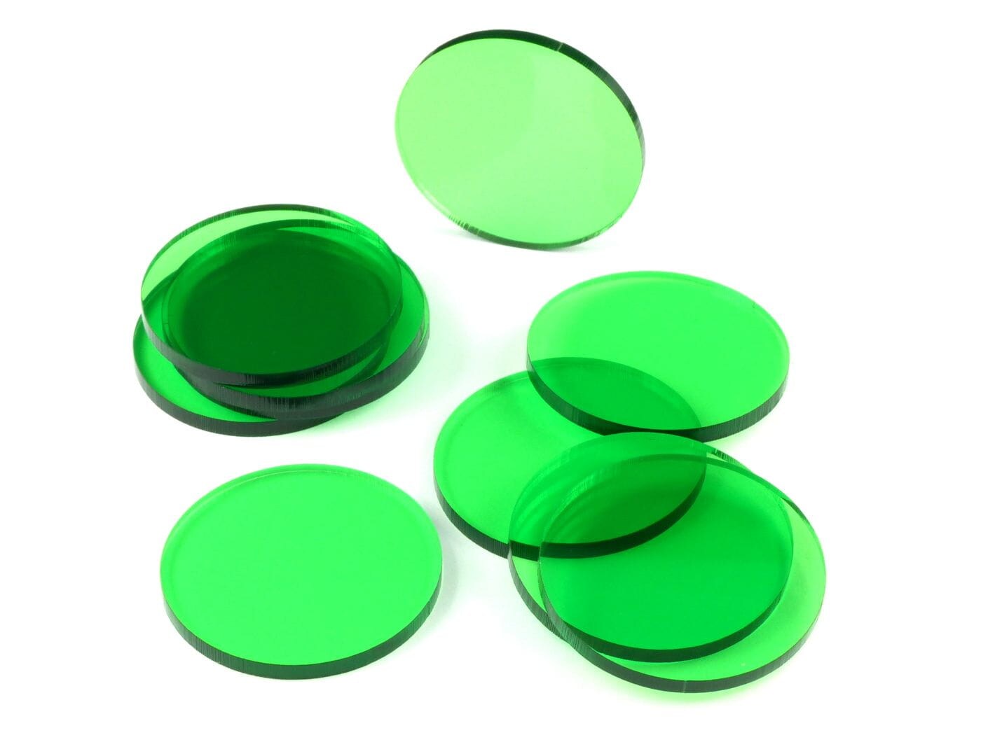 Acrylic miniature bases (10 pcs), round, clear, green 40 x 3 mm - 1