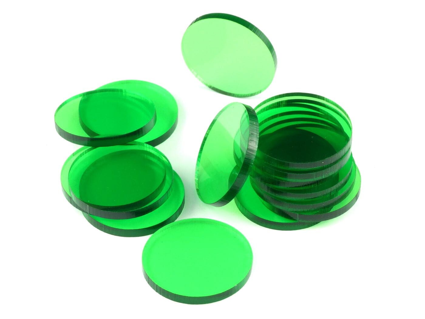 Acrylic miniature bases (20 pcs), round, clear, green 30 x 3 mm - 1