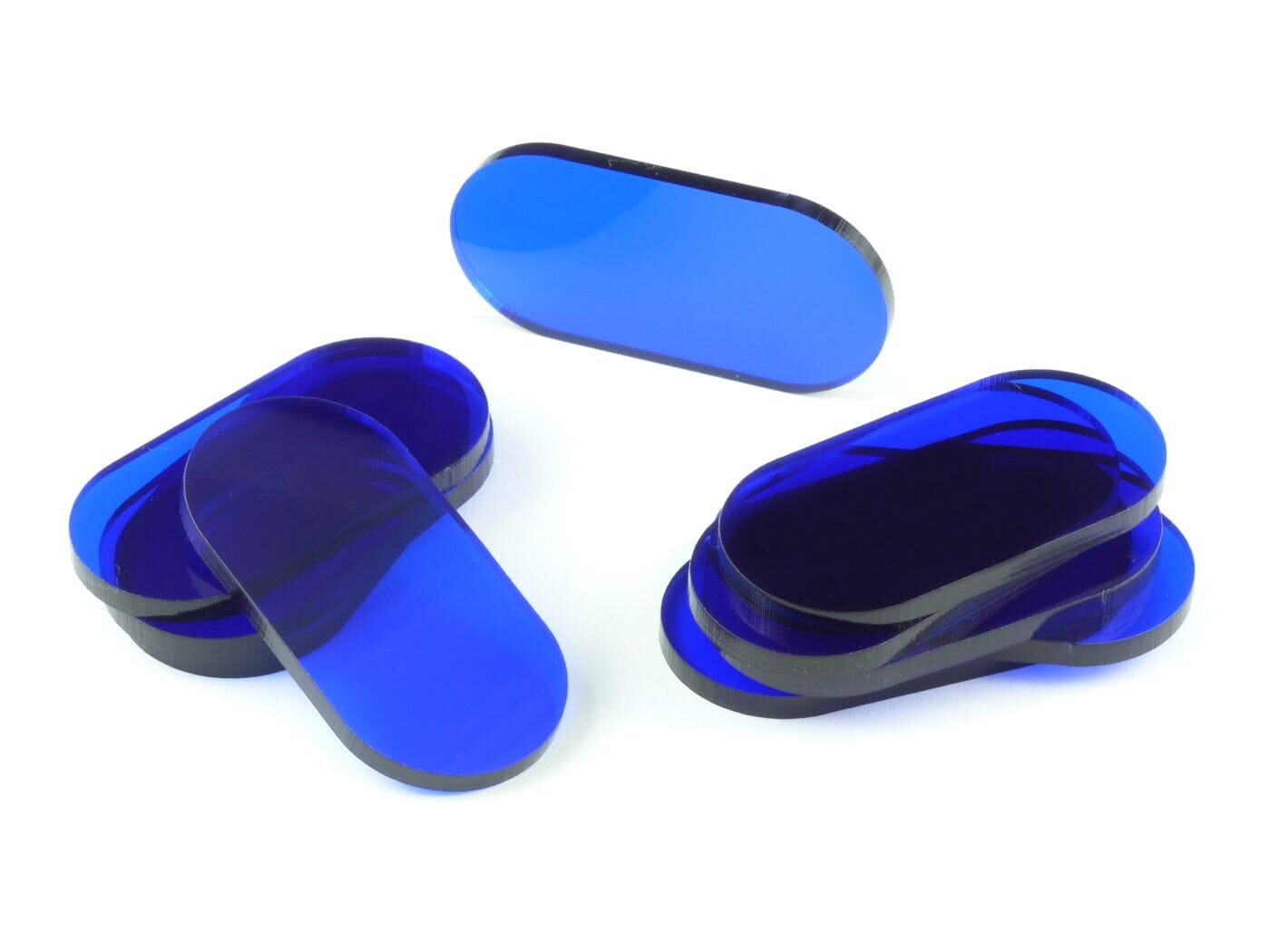 Acrylic miniature bases (5 pcs), stadium/pill, clear, blue 25x50x3 mm - 1