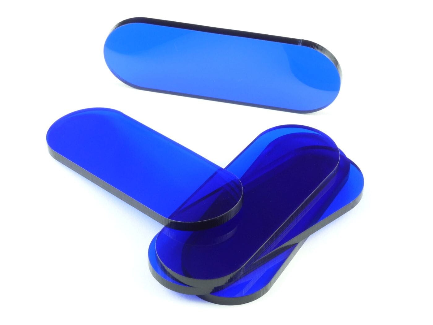 Acrylic miniature bases (5 pcs), stadium/pill, clear, blue 70x25x3  mm - 1