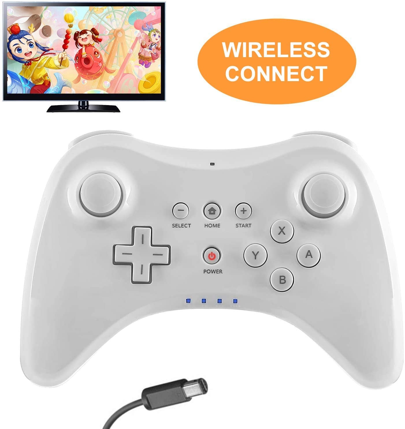 For Nintend For Wii U Pro Controller USB Classic Dual Analog Bluetooth Wireless Remote Controle For WiiU Pro U Gamepad White - 2