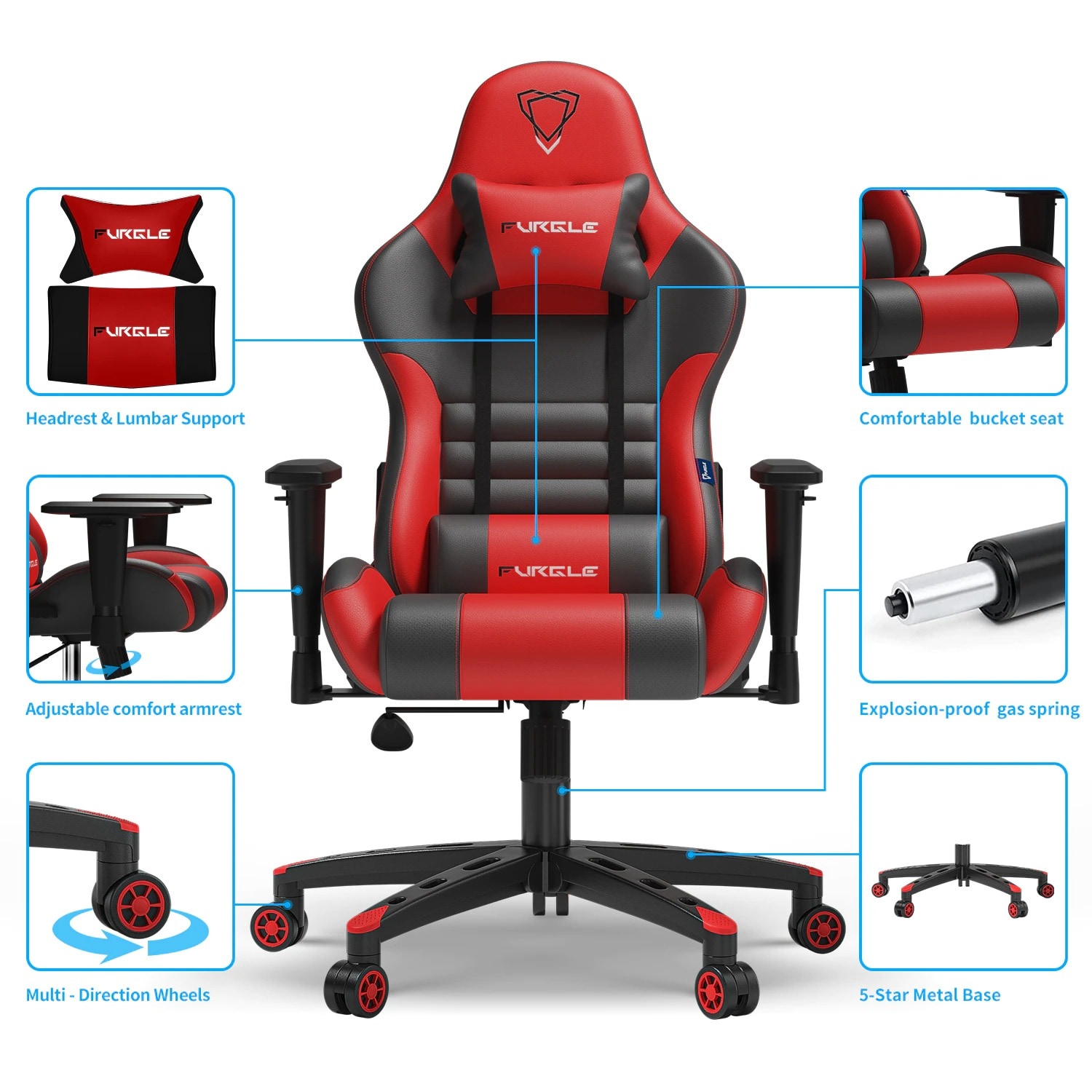 Buy FURGLE ADJUSTABLE GAMING CHAIR Gaming Chair Black & red Gaming