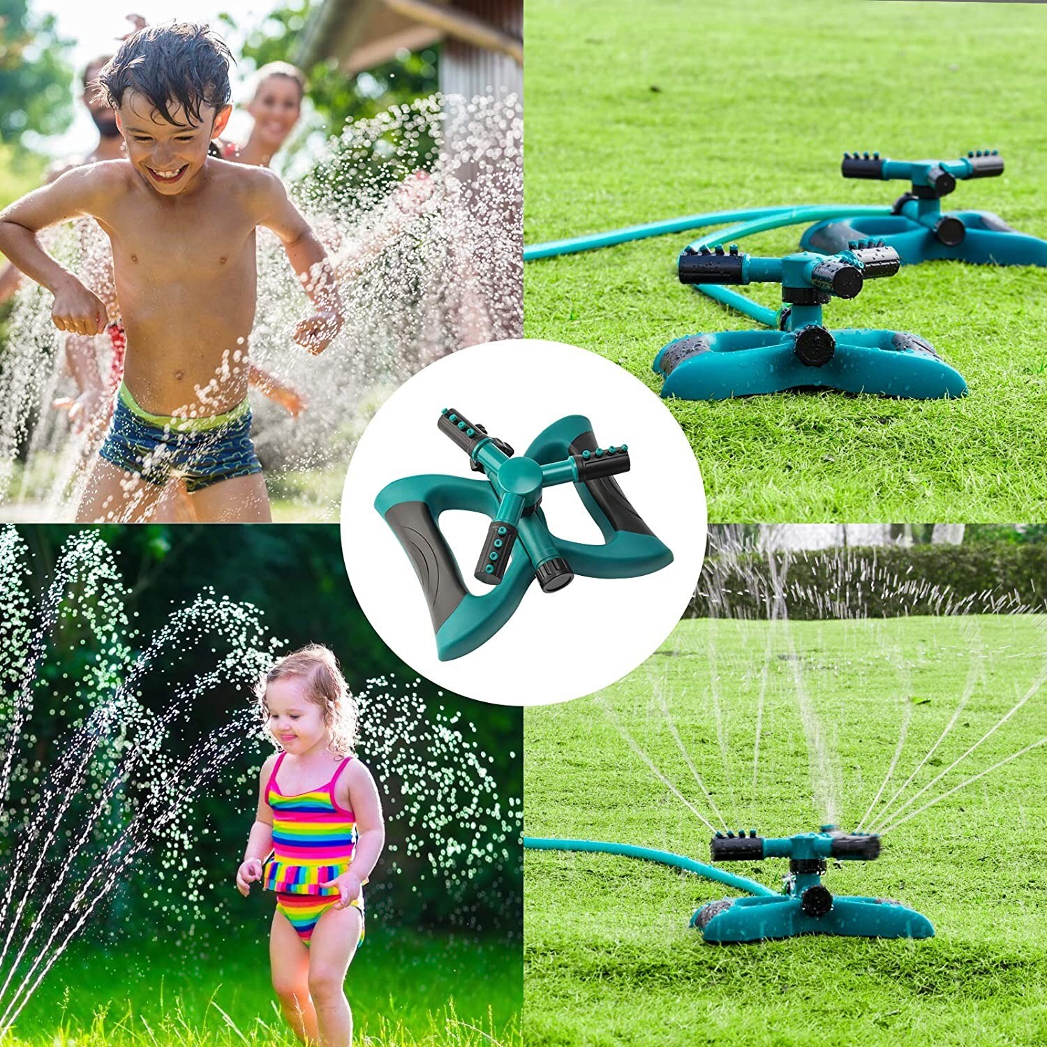 omaticx 360 Rotating Adjustable Garden Water Sprinklers Lawn Irrigationx System Covering Large Area with Leak Durable 3  Green - 4