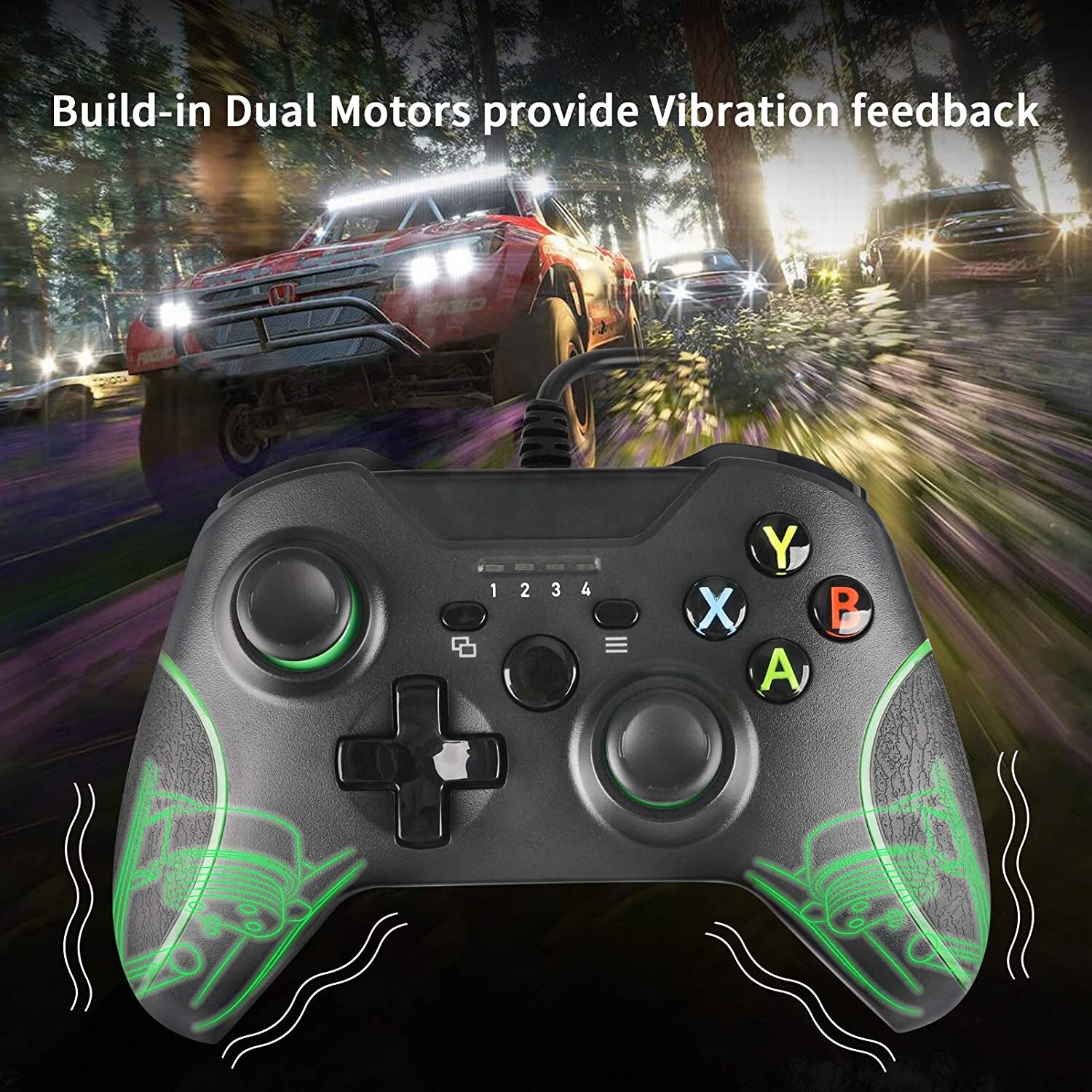 Wired Controller for Xbox One,Xbox one Game with Dual Vibration and Audio Jack for Xbox One/S/X/Win7,8,10 Black - 5