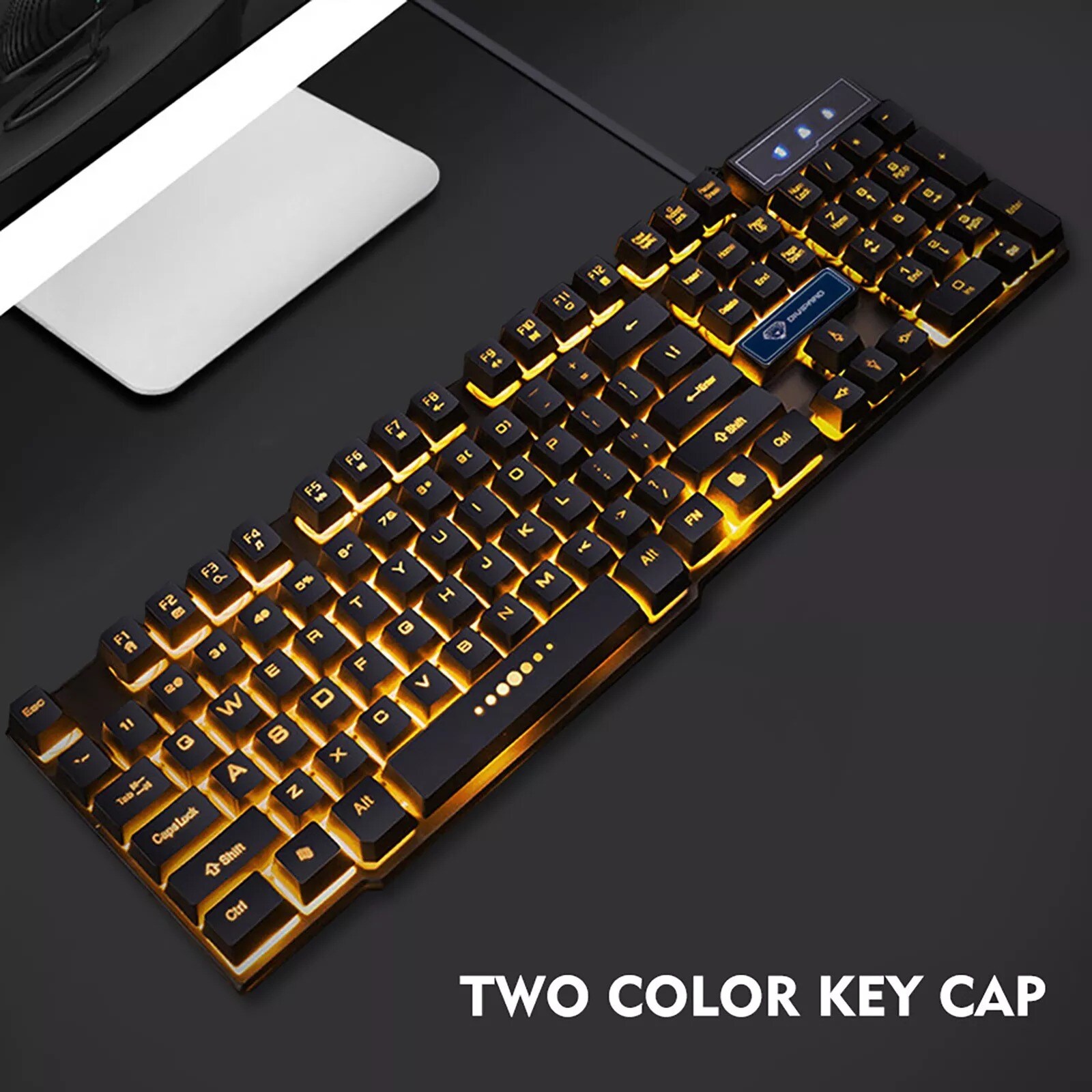 Wired USB Gaming Keyboard Floating Cap Waterproof Rainbow Black - 2