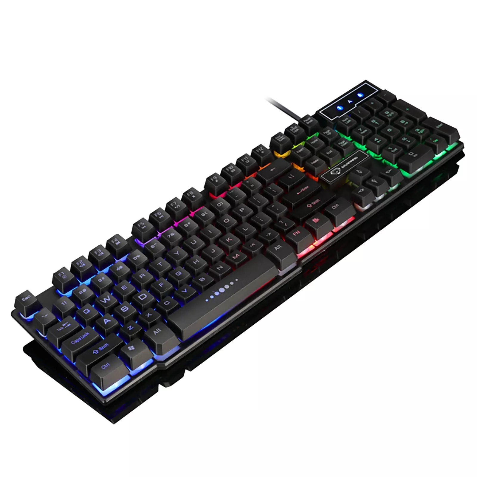 Wired USB Gaming Keyboard Floating Cap Waterproof Rainbow Black - 3