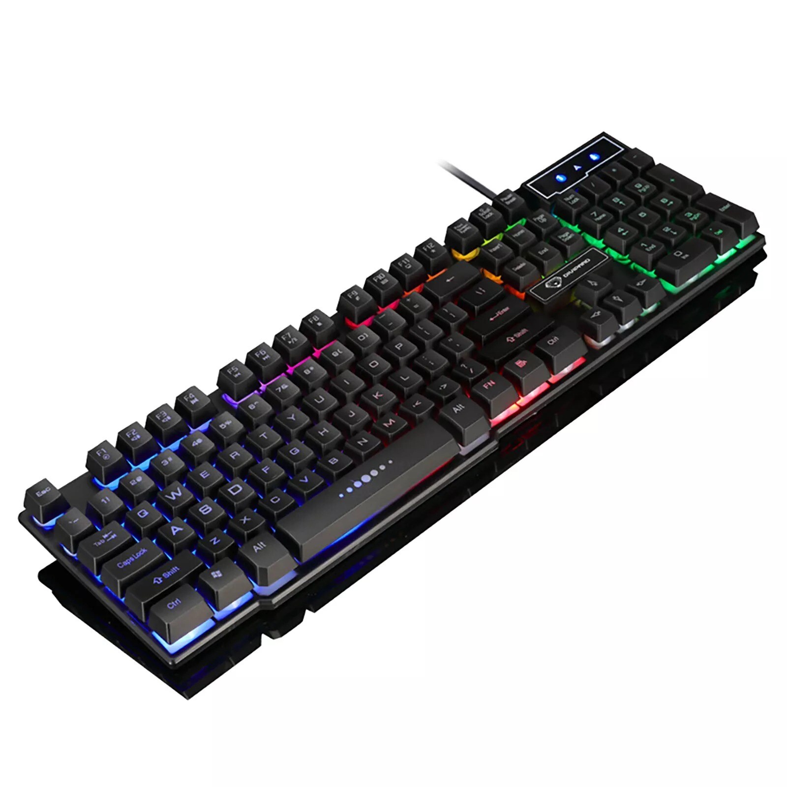 Wired USB Gaming Keyboard Floating Cap Waterproof Rainbow Black - 1