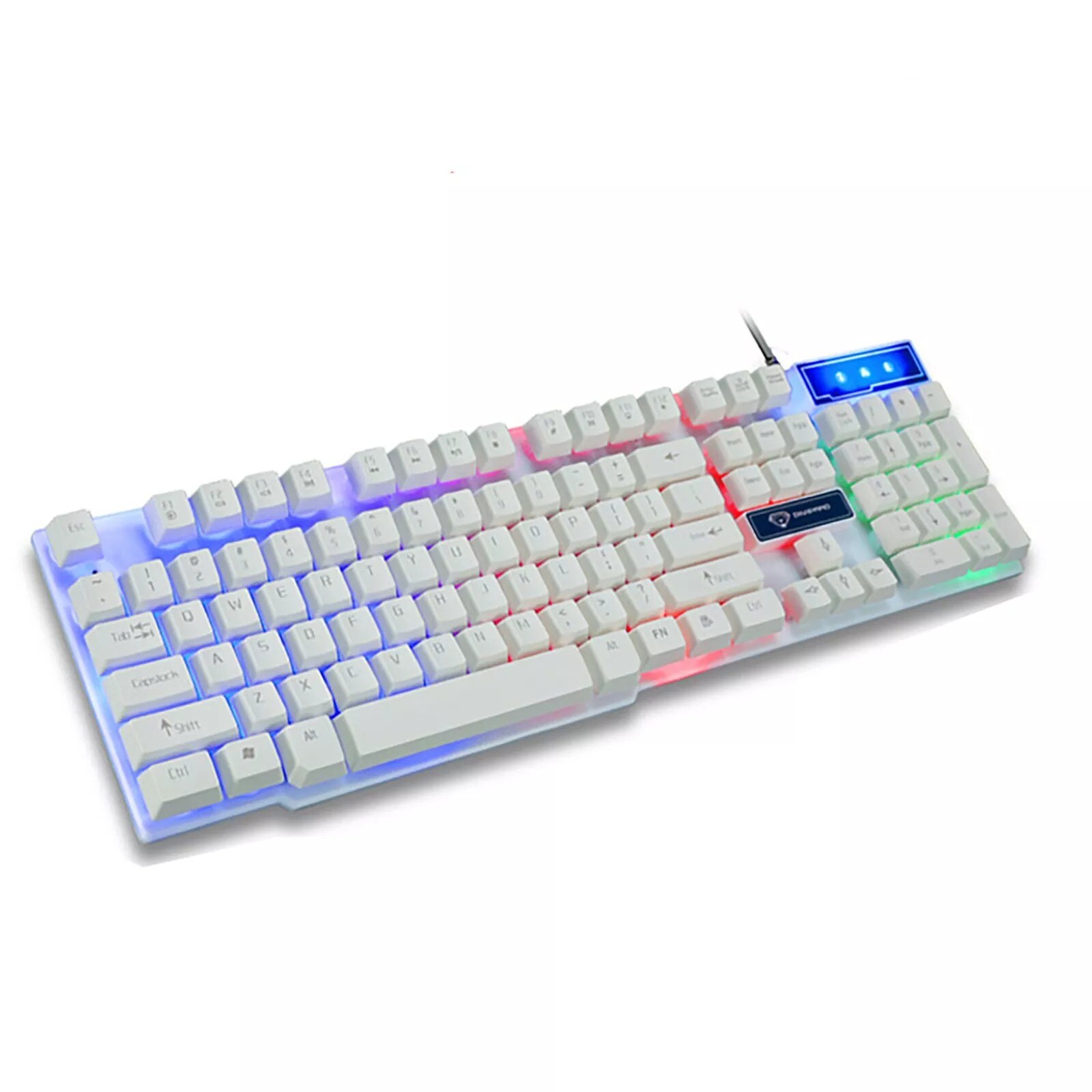 Wired USB Gaming Keyboard Floating Cap Waterproof Rainbow White - 1
