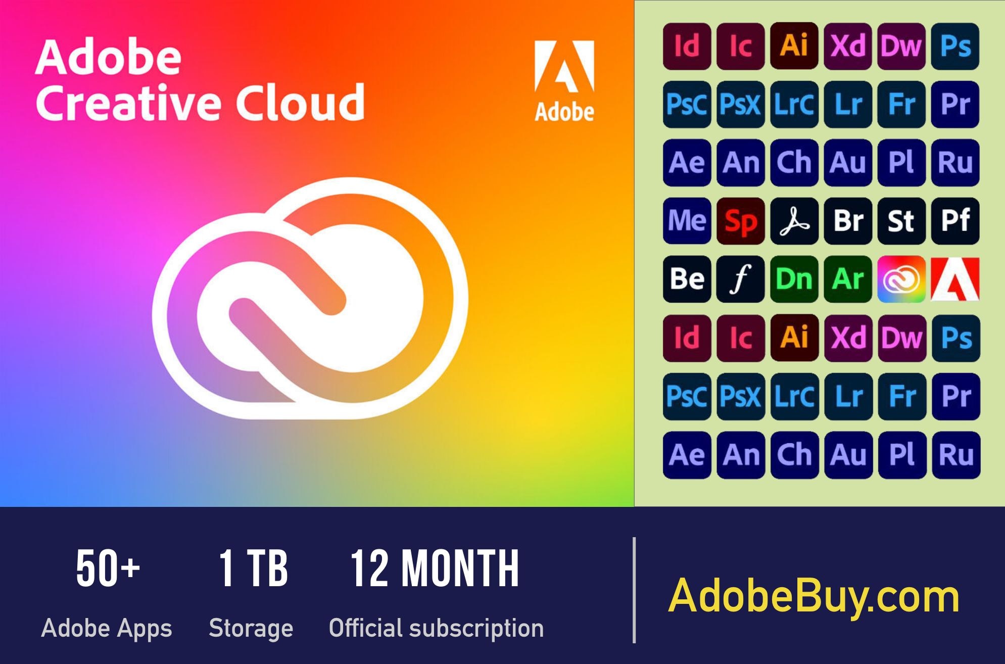 Buy Adobe Creative Cloud All Apps 1TB 12 Month Subscription Email Activation (PC/Mac) 1 Device 1