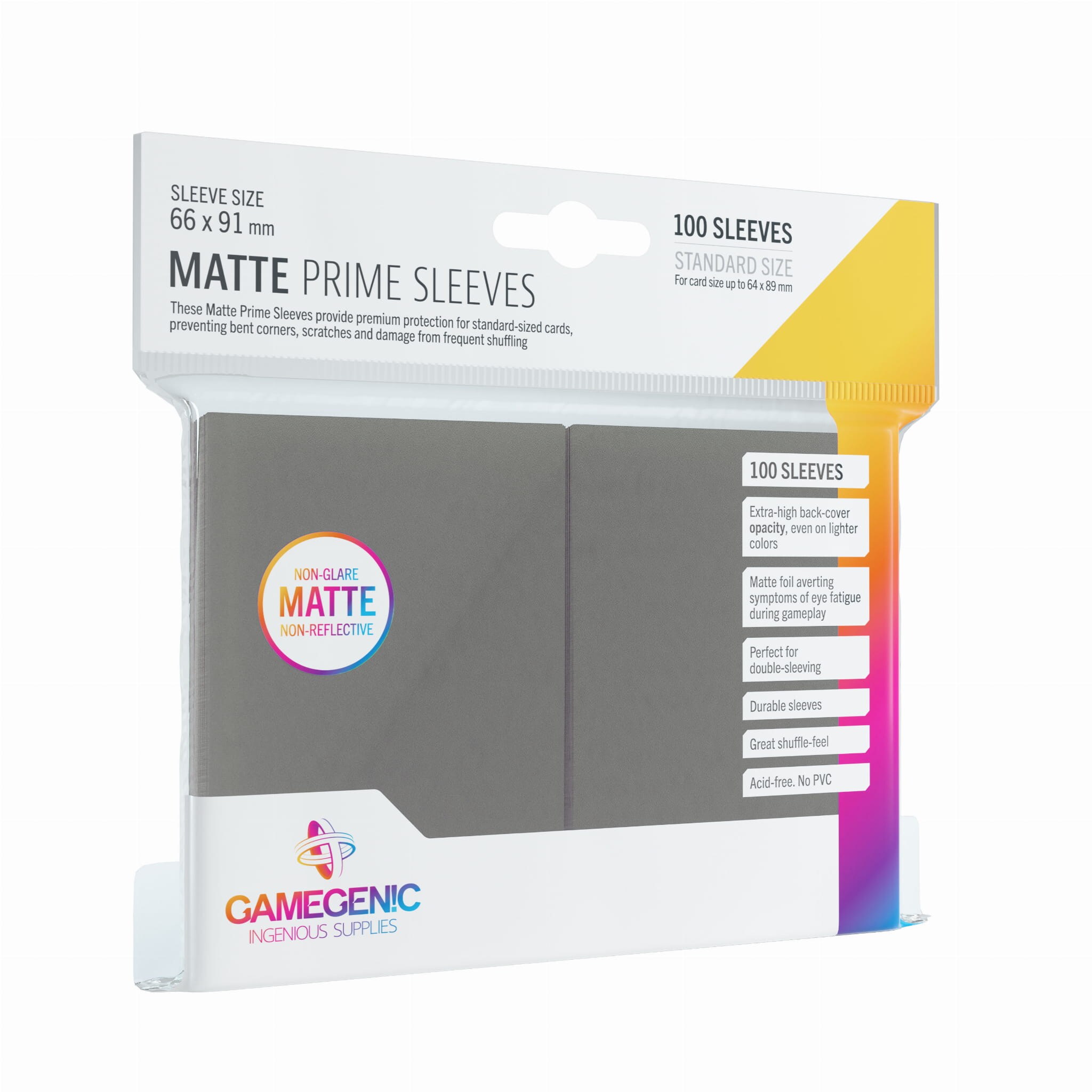 Gamegenic: Matte Prime CCG Sleeves (66x91 mm) - Dark Gray, 100 sztuk - 1