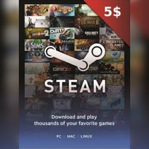 Steam Gift Card 5 USD - Steam Key - For USD Currency Only