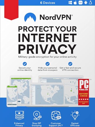 NordVPN VPN Service (PC, Android, Mac, iOS) 6 Devices, 1 Month - NordVPN Key - GLOBAL - 1