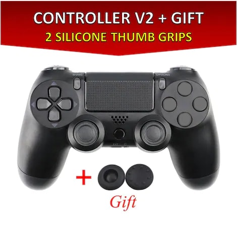 Wireless Controller for all SONY PS4 Consoles with GIFT 2 Thumb Grips for Dualshock 4 V2 Black - 1