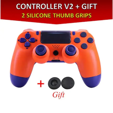 Wireless Controller for all SONY PS4 Consoles with GIFT 2 Thumb Grips for Dualshock 4 V2 Orange - 1