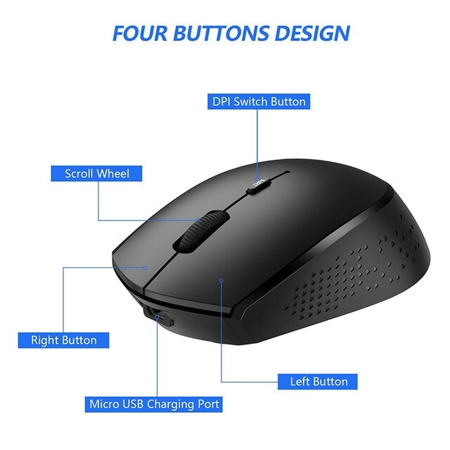 Jelly Comb 2.4G USB Type C Wireless Mouse Black - 6