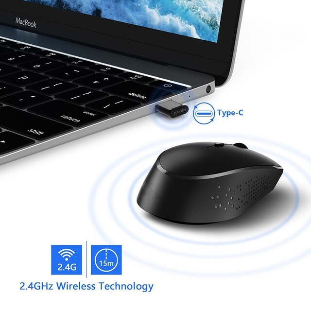 Jelly Comb 2.4G USB Type C Wireless Mouse Black - 2