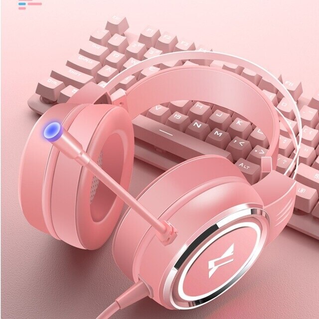 PC Gamer Stereo Headphone Flexible Adjustable Pink - 2