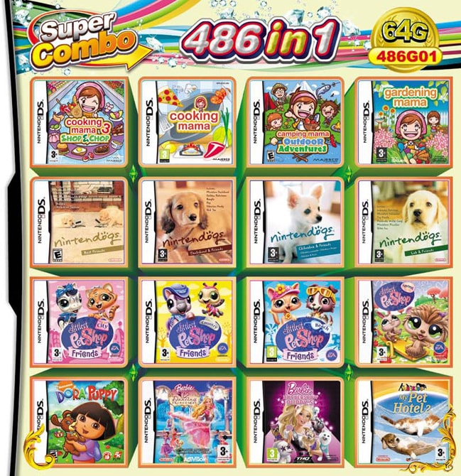 486 in 1 Video Game Cartridge Compilation Card For DS 2DS 3DS NDSL NDSI Console Nintendo 3DS - 1