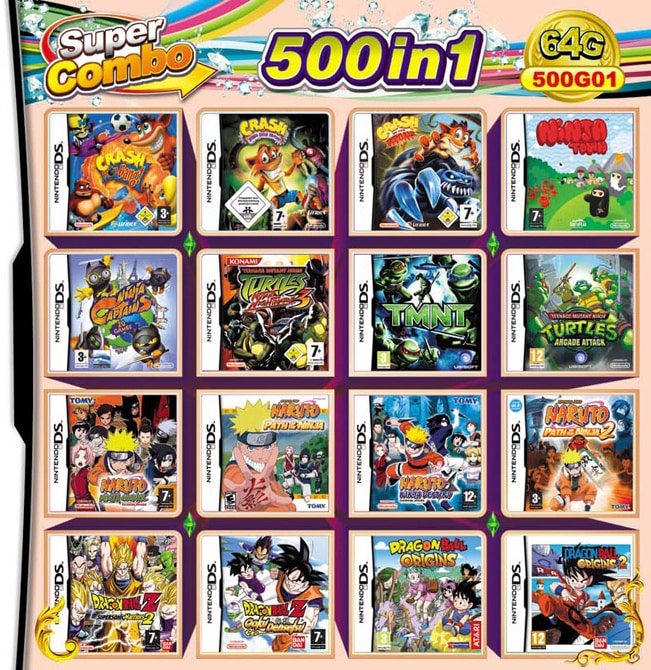 500 in 1 Video Game Cartridge Compilation Card For DS 2DS 3DS NDSL NDSI Console Nintendo 3DS - 1