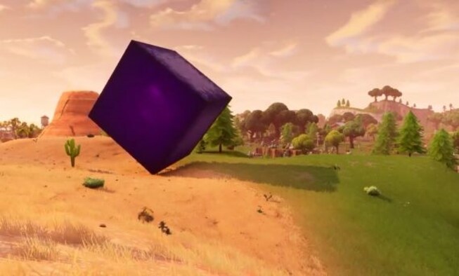 Purple cube's a-rolling in Fortnite
