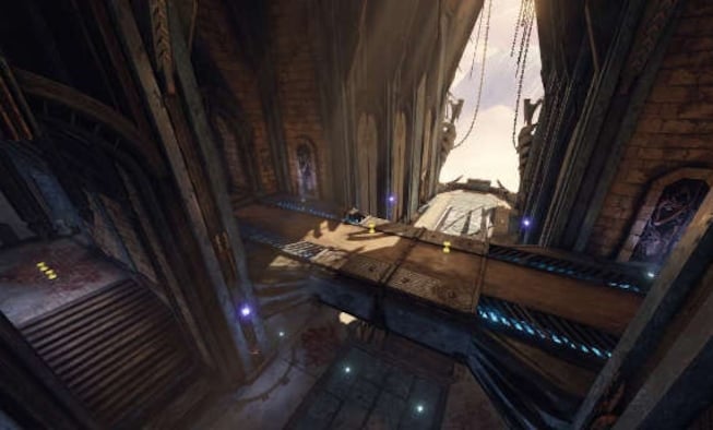 Take a look at Blood Covenant map from Quake Champions