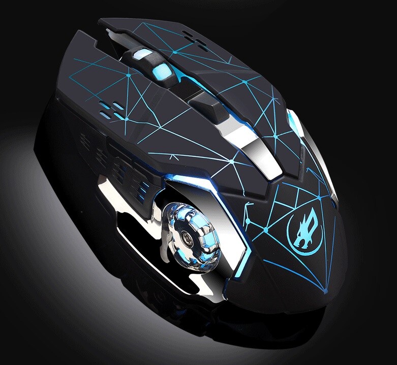Warwolf Q8 Wireless Mouse Optical Mouse Gaming Silent USB Rechargeable 1600dpi for PC Laptop Computer   Black N/A - 5
