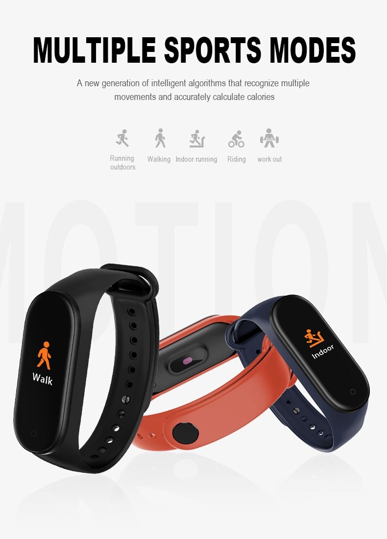 M4 Smart Bracelet with Fitness Tracker Color Touch Screen Color Heart Rate Monitor - Blue - 6