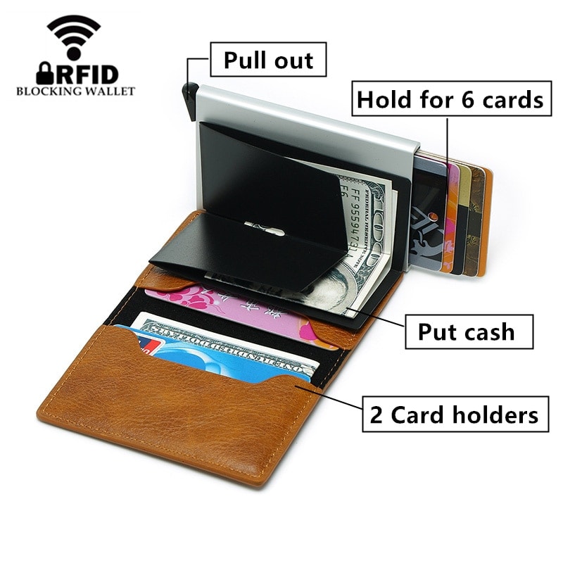 2020 RFID Smart Wallet Business Card Holder Hasp Aluminum Metal for Man and Women - Black X-12A - 3
