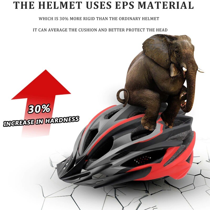 2021 Bicycle Helmet Ultralight EPS+PC Cover MTB Road Bike Cycling Helmet Integrally-mold Cycling Helmet Cycling Safely C Black - 2