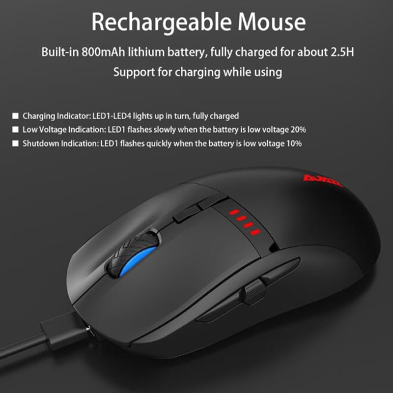 Ajazz i305Pro RGB Wireless Gaming Mouse Black - 7