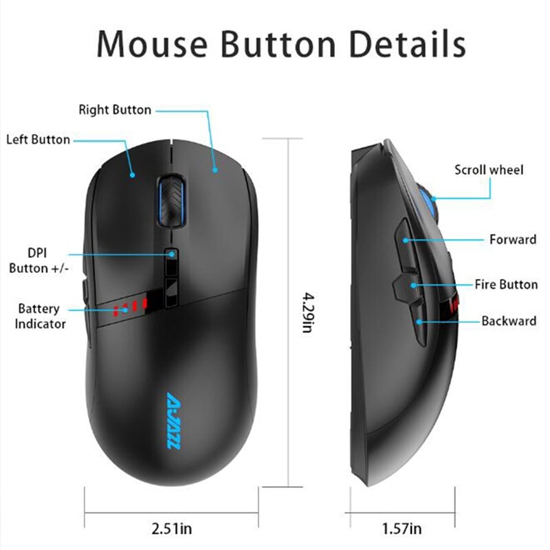 Ajazz i305Pro RGB Wireless Gaming Mouse Pink - 9