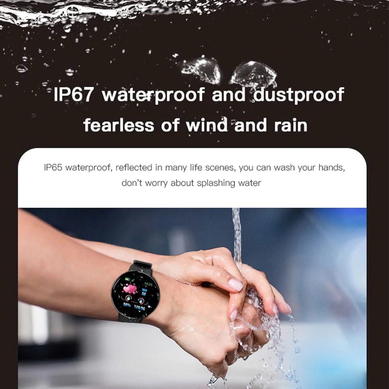 Bluetooth Waterproof Smart Watch D18 with Blood Pressure and Heart Rate Monitor Blue - 6