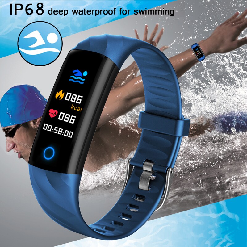 IP68 Waterproof Smart Watch with Fitness Tracker blood pressure heart rate monitor - Black - 4