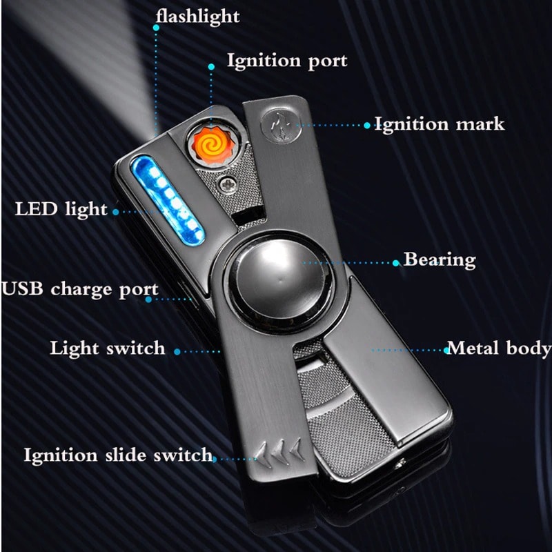Multifunction LED Hand Spinner 2021 Electric Lighter Plasma Flameless Electronic Cigarette Lighter USB Windproof Recharg - 1