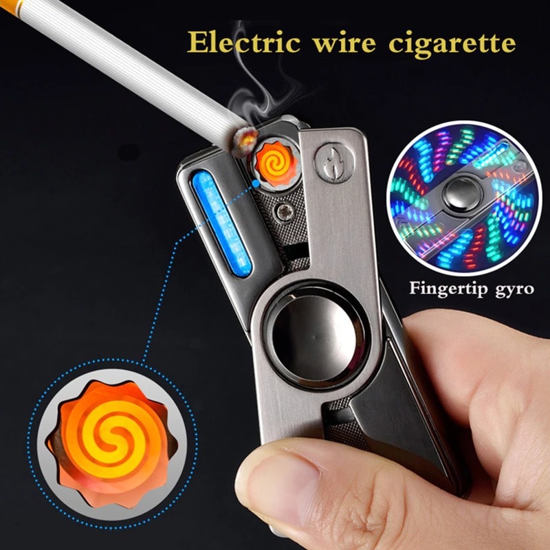 Multifunction LED Hand Spinner 2021 Electric Lighter Plasma Flameless Electronic Cigarette Lighter USB Windproof Recharg - 4
