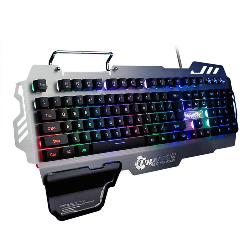 PK-900x Gaming Keyboard RGB Mixed Color Backlight 7pin Computer Keyboards with Mobile Phone Stand Holder for PC Laptop D Black - 3