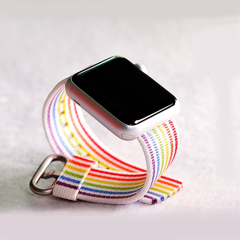 Rainbow Watchband Nylon Strap for Apple Watch iWatch 5/4/3/2/1 38mm 40mm - 1