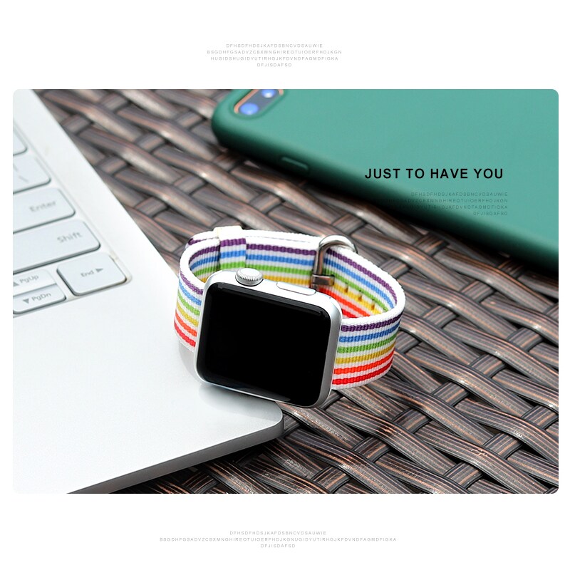 Rainbow Watchband Nylon Strap for Apple Watch iWatch 5/4/3/2/1 38mm 40mm - 6