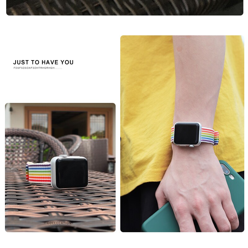Rainbow Watchband Nylon Strap for Apple Watch iWatch 5/4/3/2/1 42mm 44mm - 5