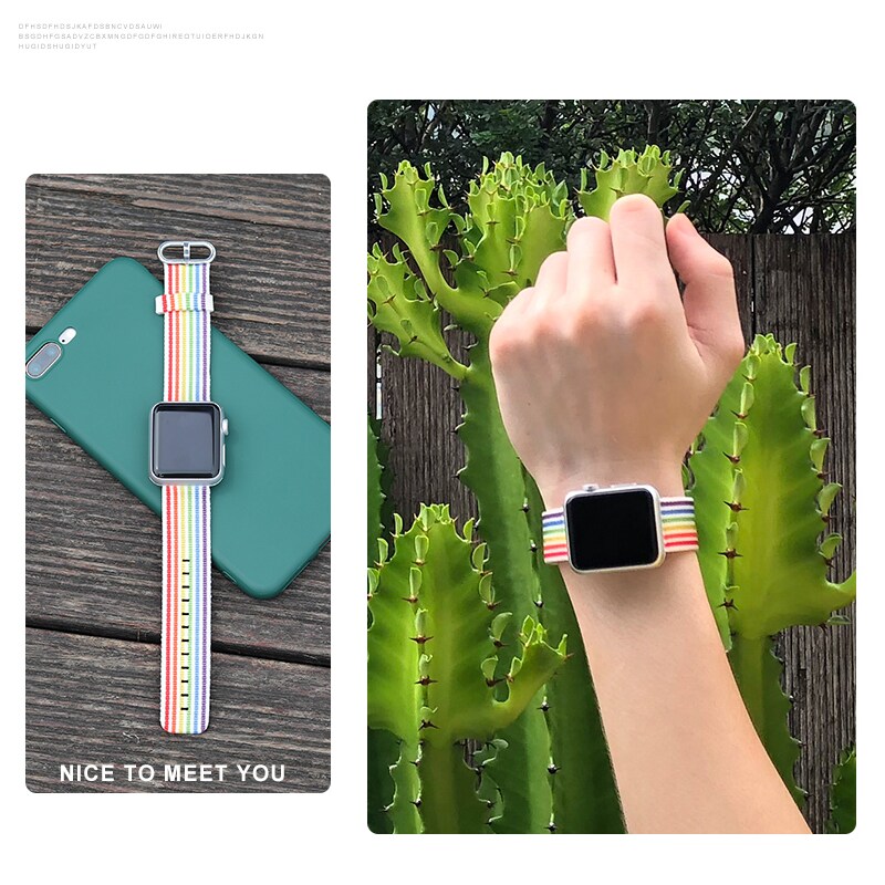 Rainbow Watchband Nylon Strap for Apple Watch iWatch 5/4/3/2/1 42mm 44mm - 4