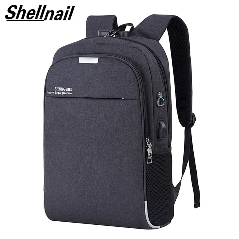 Shellnailx Waterproof Laptop Bag Travel Backpack Multi Function Anti Theft Bag For Men PC Backpack USB Charging For Macb Gray - 6