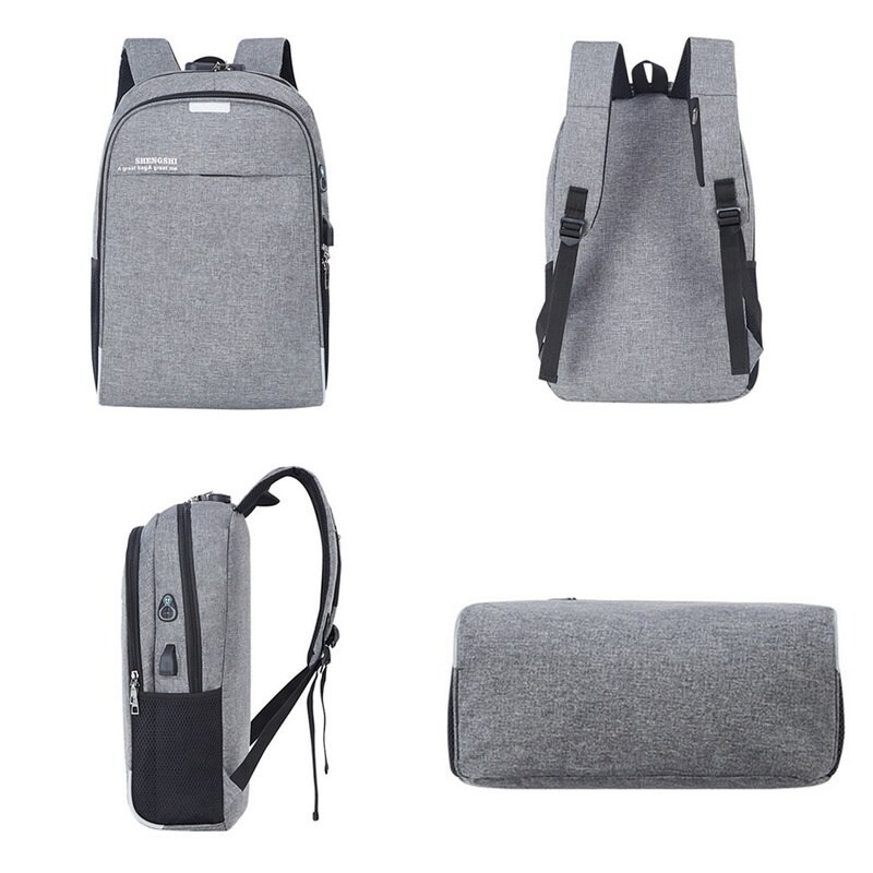 Shellnailx Waterproof Laptop Bag Travel Backpack Multi Function Anti Theft Bag For Men PC Backpack USB Charging For Macb Gray - 4