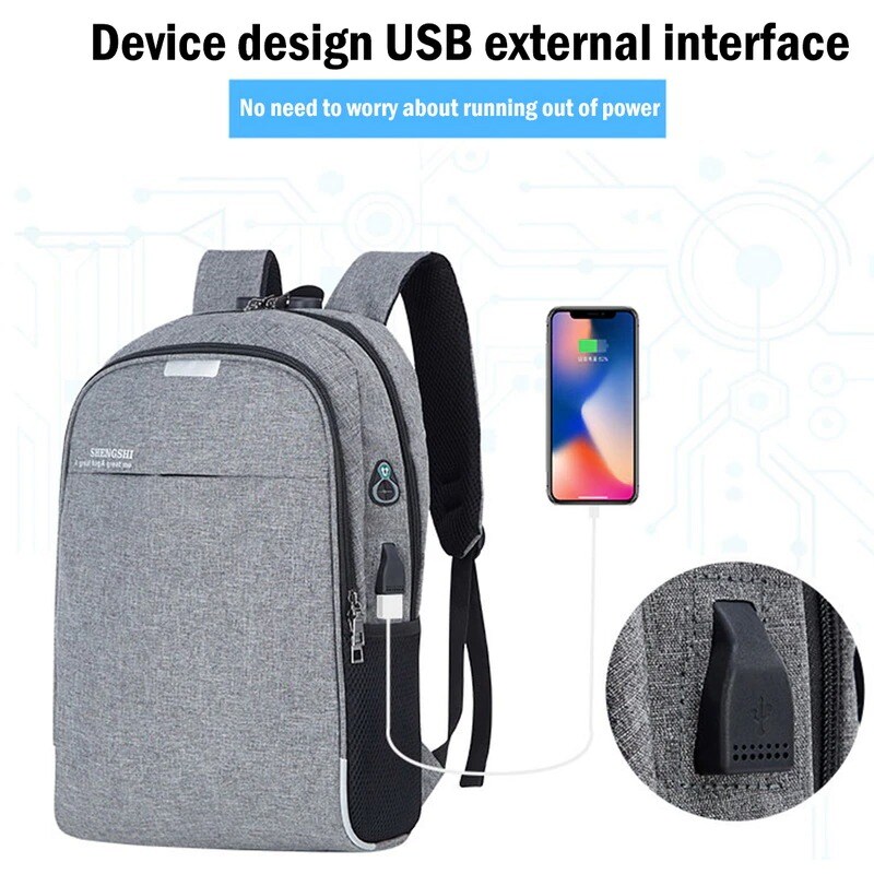 Shellnailx Waterproof Laptop Bag Travel Backpack Multi Function Anti Theft Bag For Men PC Backpack USB Charging For Macb Gray - 1