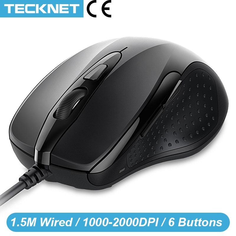 TeckNet Mouse Pro S2 High Performance Wired Mouse 6 Buttons 2000DPI Gamer Computer  Black - 1