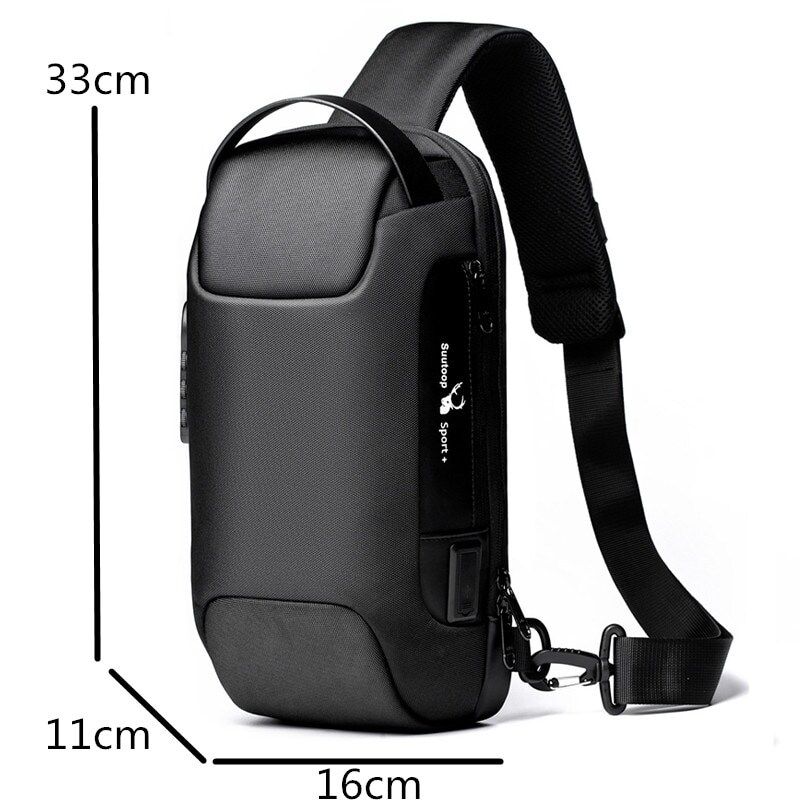Waterproof Anti-theft Oxford Crossbody Bag with USB Blue - 2