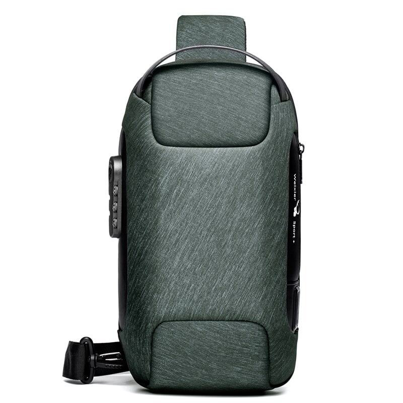 Waterproof Anti-theft Oxford Crossbody Bag with USB Green - 1