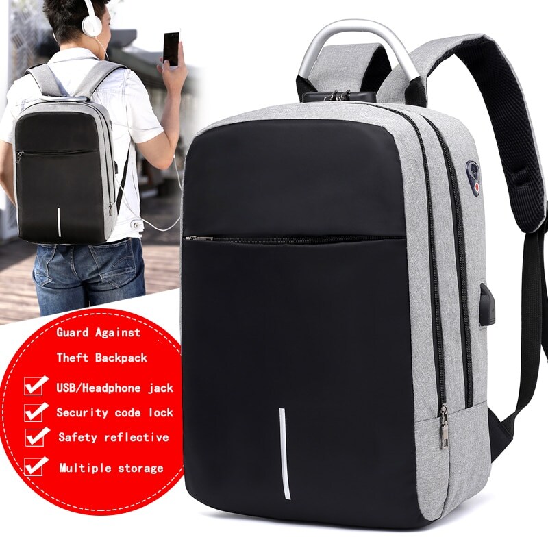 Waterproof Multifunction Anti Theft Backpack 15.6" Inch Laptop with Usb Charging and Lock Black - 4